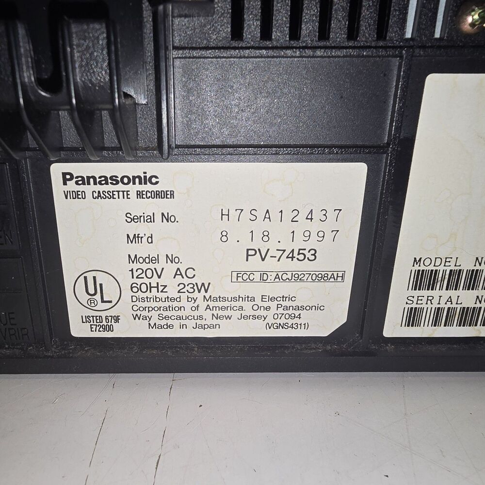 Panasonic VHS Player/Recorder PV-7453 BlueLine 4 Head VCR Includes Remote! - Picture 5 of 5